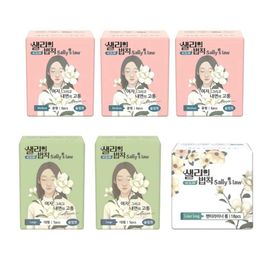 [SALLY'S LAW] Sanitary Pads Signiture Slim Fit Medium 3packs+Large 2packs+Panty liner 1pack - 100% PLA Cover, Stylish line with adhesion, Eucalyptus Scent - Made in Korea